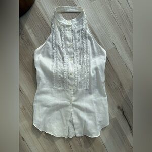 CELINE 100%cotton Halter Ruffle Blouse